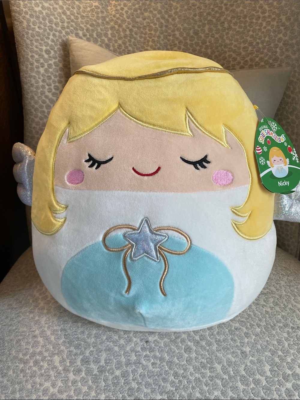 Squishmallows Nicky Angel NWT Silver wings Gold Halo Christmas Angel blonde